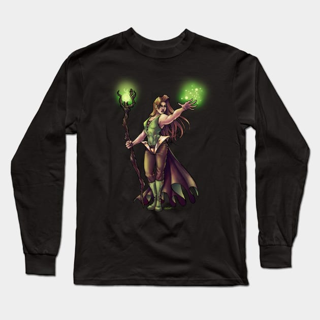 Elven Druidess Long Sleeve T-Shirt by Indi Martin